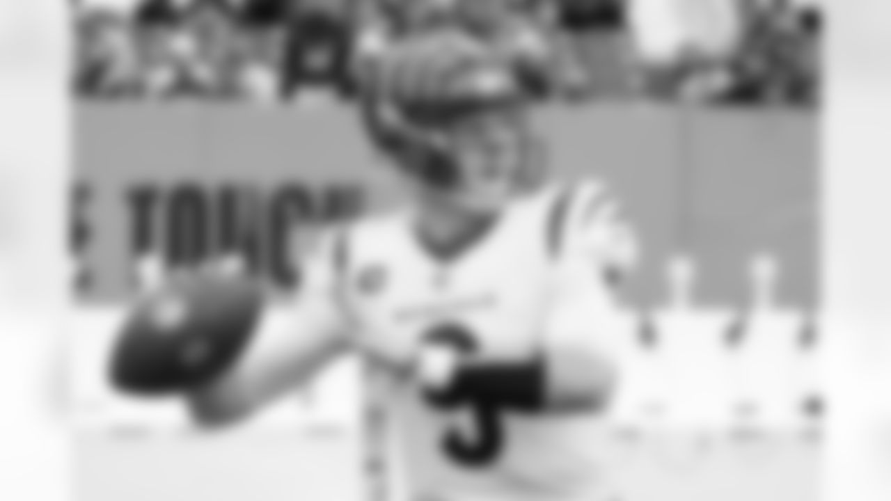 QB Joe Burrow throws the ball during warm-ups on Sunday, November 27 before the Bengals play the Titans in Week 12 of the 2022 season.
