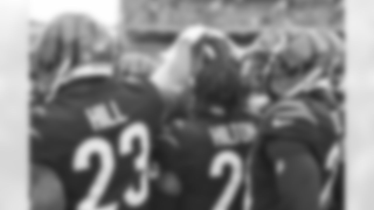 The Bengals secondary huddles before the Bengals faced the Cleveland Browns in Week 14 at Paycor Stadium in Cincinnati, Ohio.