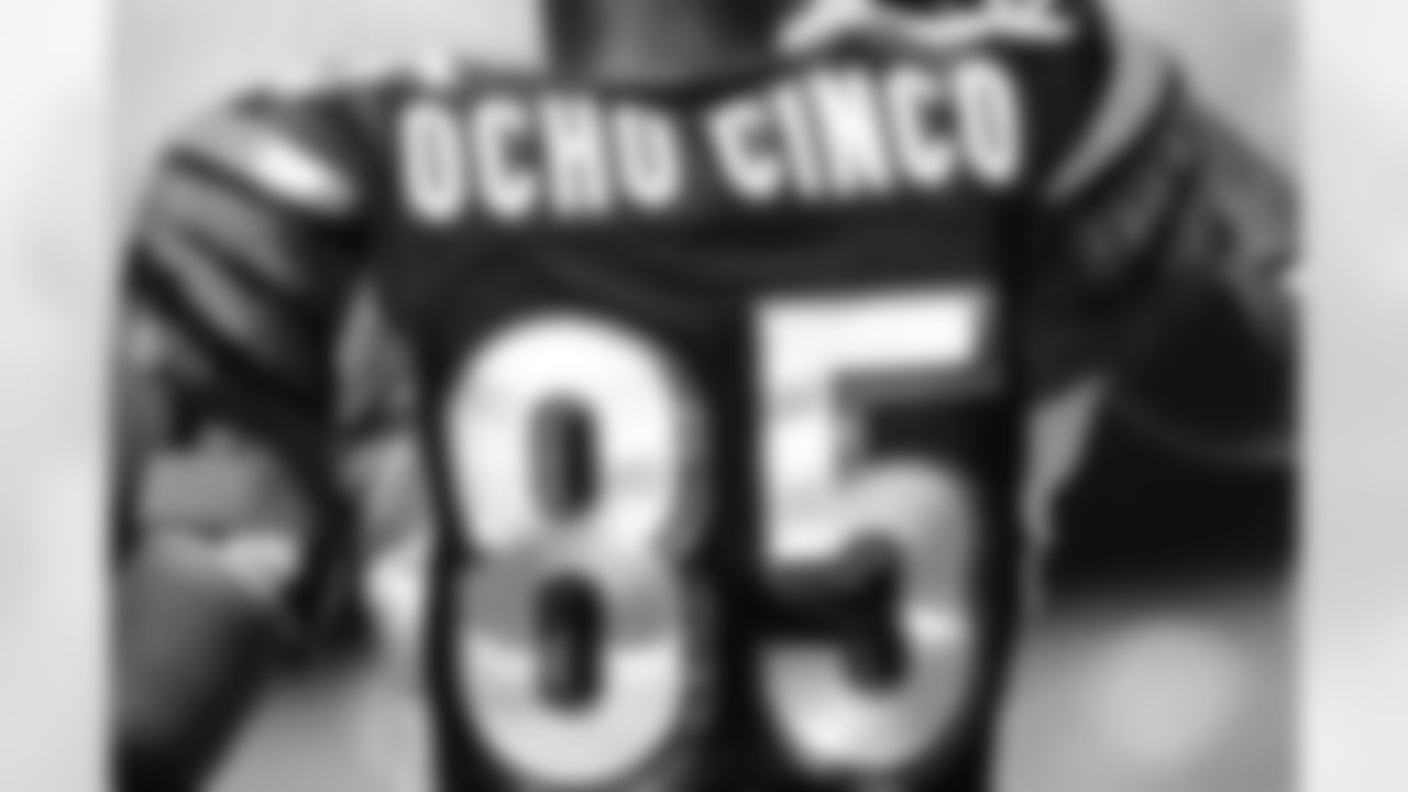 Detail of the jersey of Cincinnati Bengals Cincinnati Bengals wide receiver Chad Ocho Cinco, who recently had his name legally changed from Chad Johnson, warms up before the start of an NFL football game against the Baltimore Ravens, Sunday, Sept. 7, 2008, in Baltimore.(AP Photo/Nick Wass)
