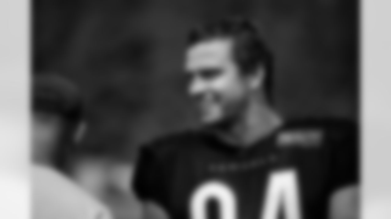 DE Sam Hubbard smiles during Training Camp at the Kettering Health Practice Fields on Tuesday, August 1, 2023 in Cincinnati, Ohio.