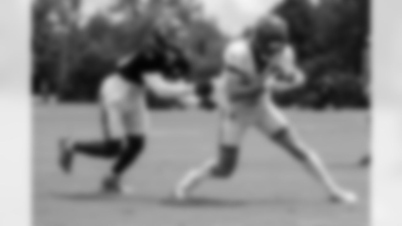 CB Chidobe Awuzie plays defense against WR Trenton Irwin during Training Camp at Kettering Health Practice Fields on Monday, August 7, 2023 in Cincinnati, Ohio.
