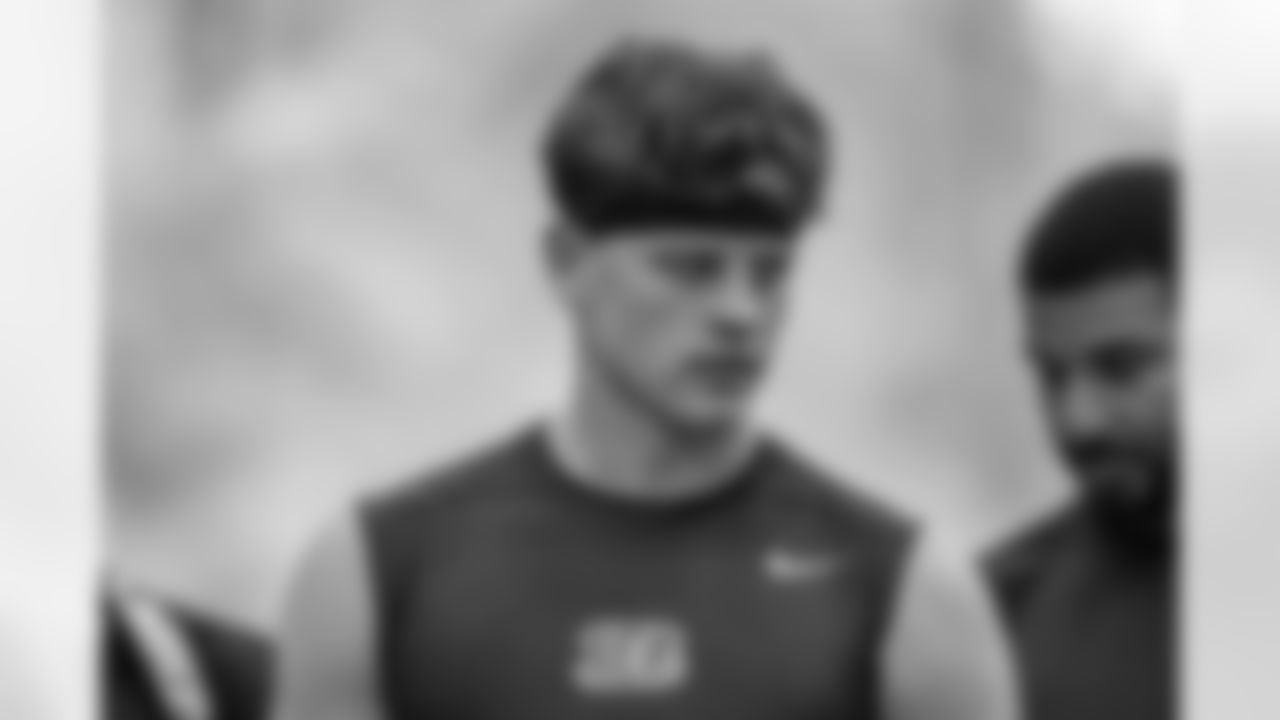 QB Joe Burrow walks during Phase 2 Training at the Kettering Health Practice Fields in Cincinnati, Ohio on Monday, May 15 2023.