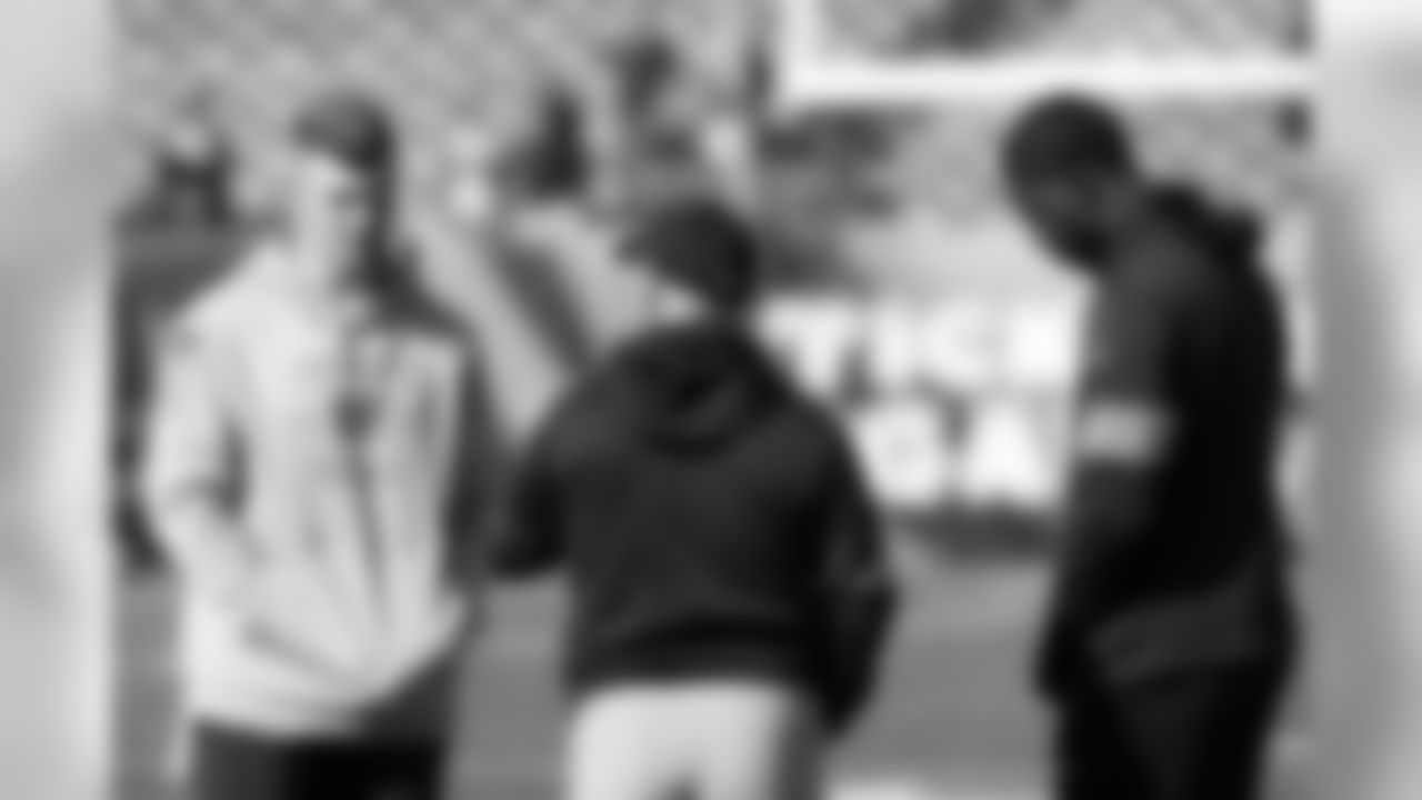 Cincinnati Bengals quarterback Andy Dalton, left, and wide receiver A.J. Green, right, stands on the field during practice before an NFL football game against the Baltimore Ravens, Sunday, Nov. 10, 2019, in Cincinnati. (AP Photo/Gary Landers)