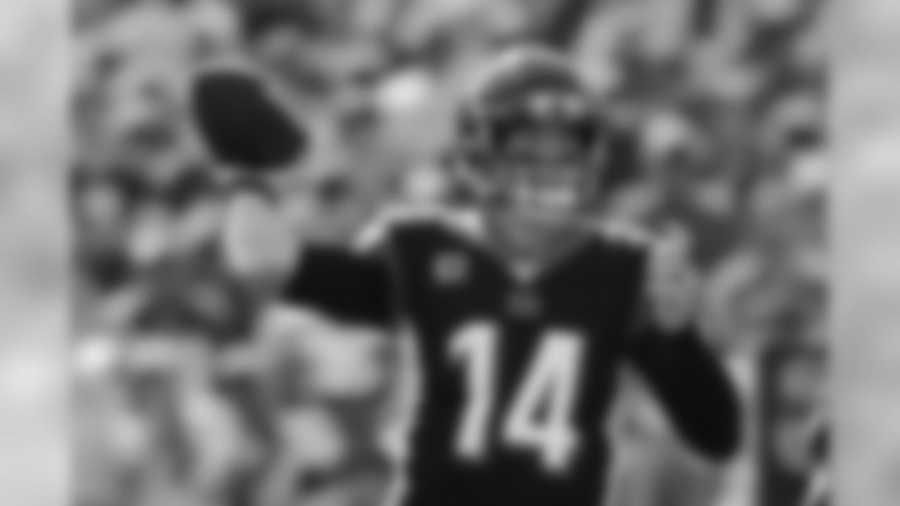 Cincinnati Bengals quarterback Andy Dalton (14) throws a pass during the first half of an NFL football game against the Buffalo Bills, Sunday, Sept. 22, 2019., in Orchard Park, N.Y. (AP Photo/John Munson)