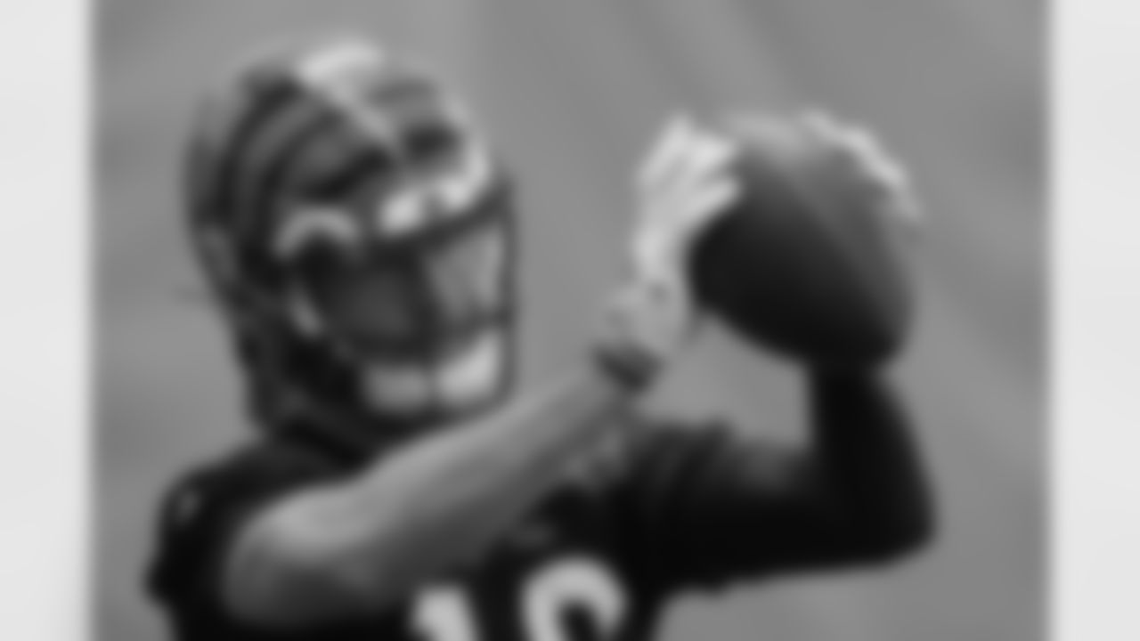 WR Trenton Irwin catches the ball during practice on Friday, January 6 2023 at the IEL Practice Facility in Cincinnati, Ohio.