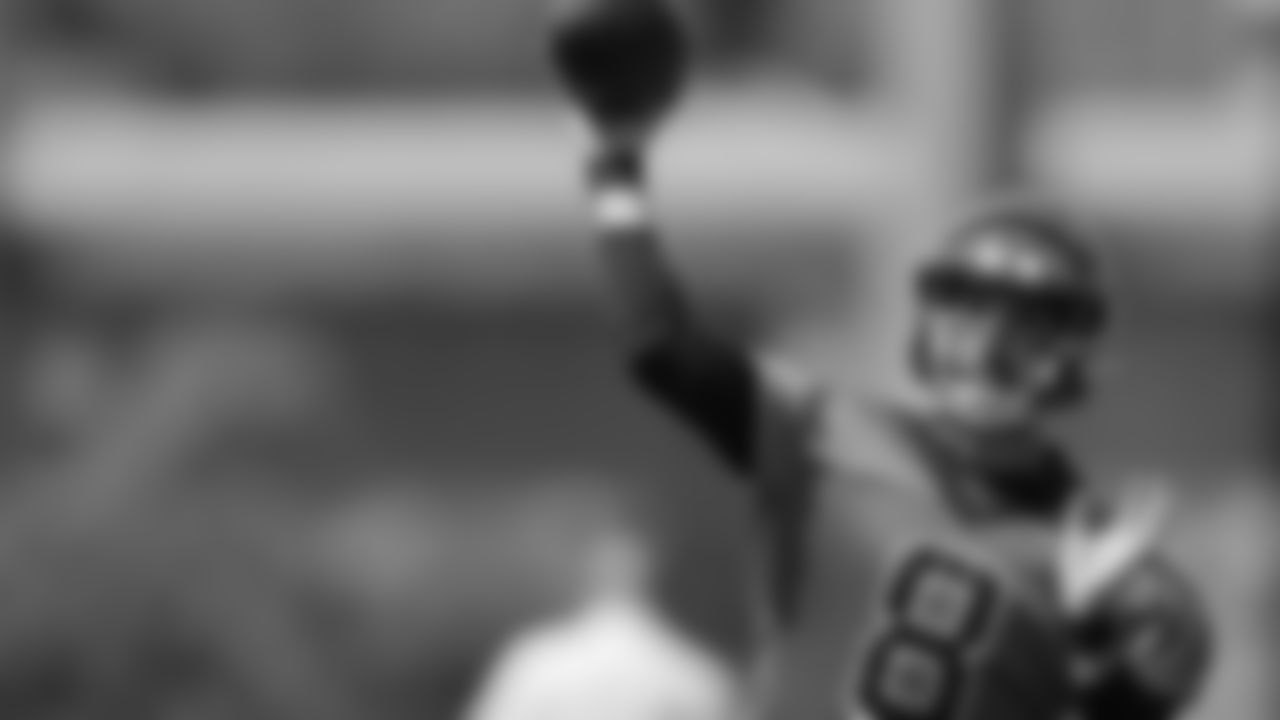 Bengals' quarterback Brandon Allen throws a pass during an NFL football camp practice in Cincinnati