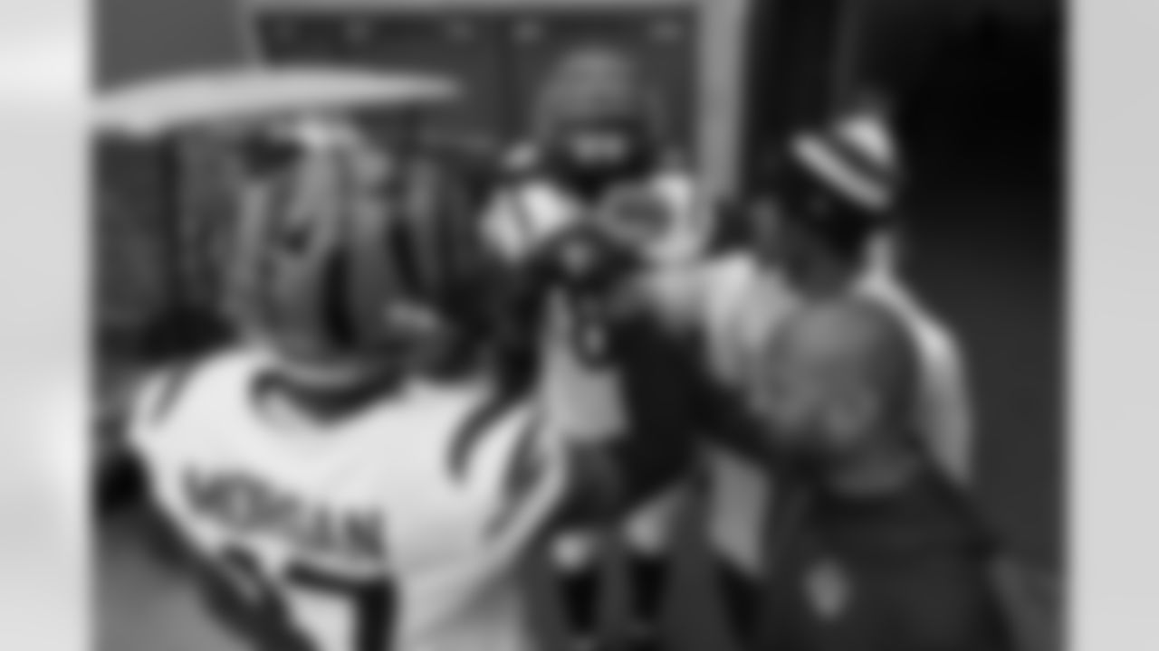 (Left to right) WR Stanley Morgan, WR Tee Higgins, WR Ja'Marr Chase and WR Coach Troy Walters break a huddle before warm-ups on Sunday, November 27 before the Bengals play the Titans in Week 12 of the 2022 season.