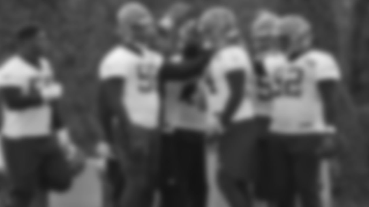 Defensive line huddle