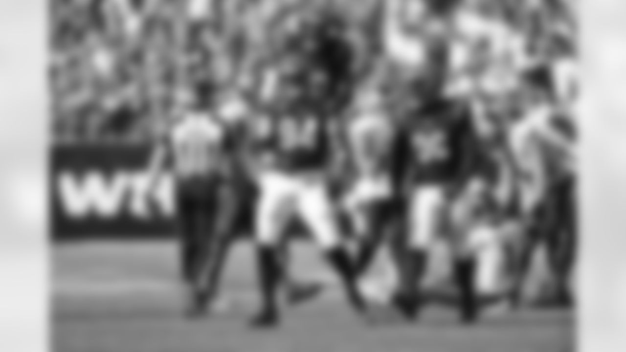 DE Sam Hubbard celebrates after a sack during the Bengals vs. Atlanta Falcons Week 7 game on Sunday, October 23 2022.