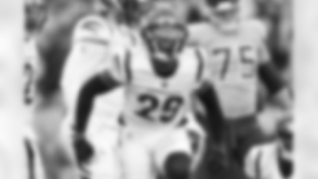 CB Cam Taylor Britt celebrates after a play during the first quarter of the Bengals-Titans game on Sunday, November 27 in Week 12 of the 2022 season.