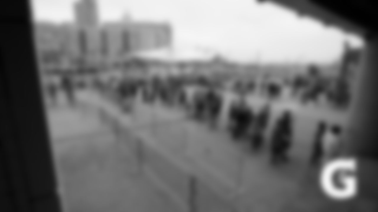 Bengals fans waiting in line at Paul Brown Stadium two hours before Back Together Saturday began.