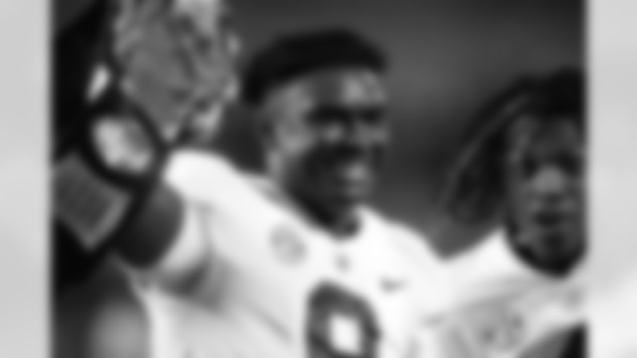 Alabama defensive back Jordan Battle (9) celebrates his interception of a Mississippi State pass during the second half of an NCAA college football game in Starkville, Miss., Saturday, Oct. 16, 2021. (AP Photo/Rogelio V. Solis, File)