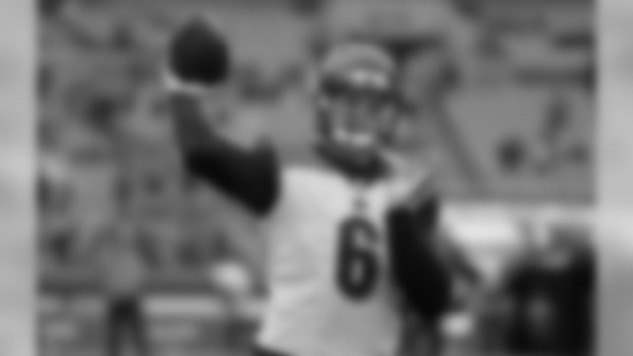 Cincinnati Bengals quarterback Jeff Driskel warms up before an NFL football game against the Cleveland Browns, Sunday, Dec. 23, 2018, in Cleveland. (AP Photo/David Richard)