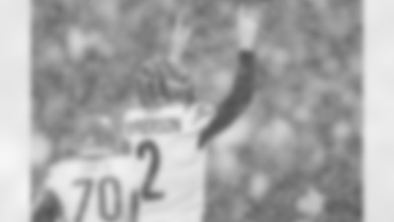 K Evan McPherson celebrates during the second quarter of the Bengals-Bills divisional game at Highmark Stadium on Sunday, January 22 2023.