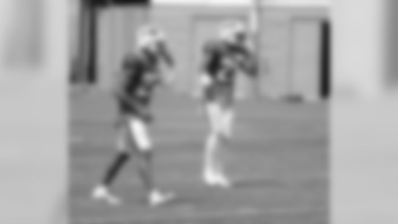 Jordan Poyer and Micah Hyde. Buffalo Bills practice at One Bills Drive, August 26, 2019.
Photo by Bill Wippert
