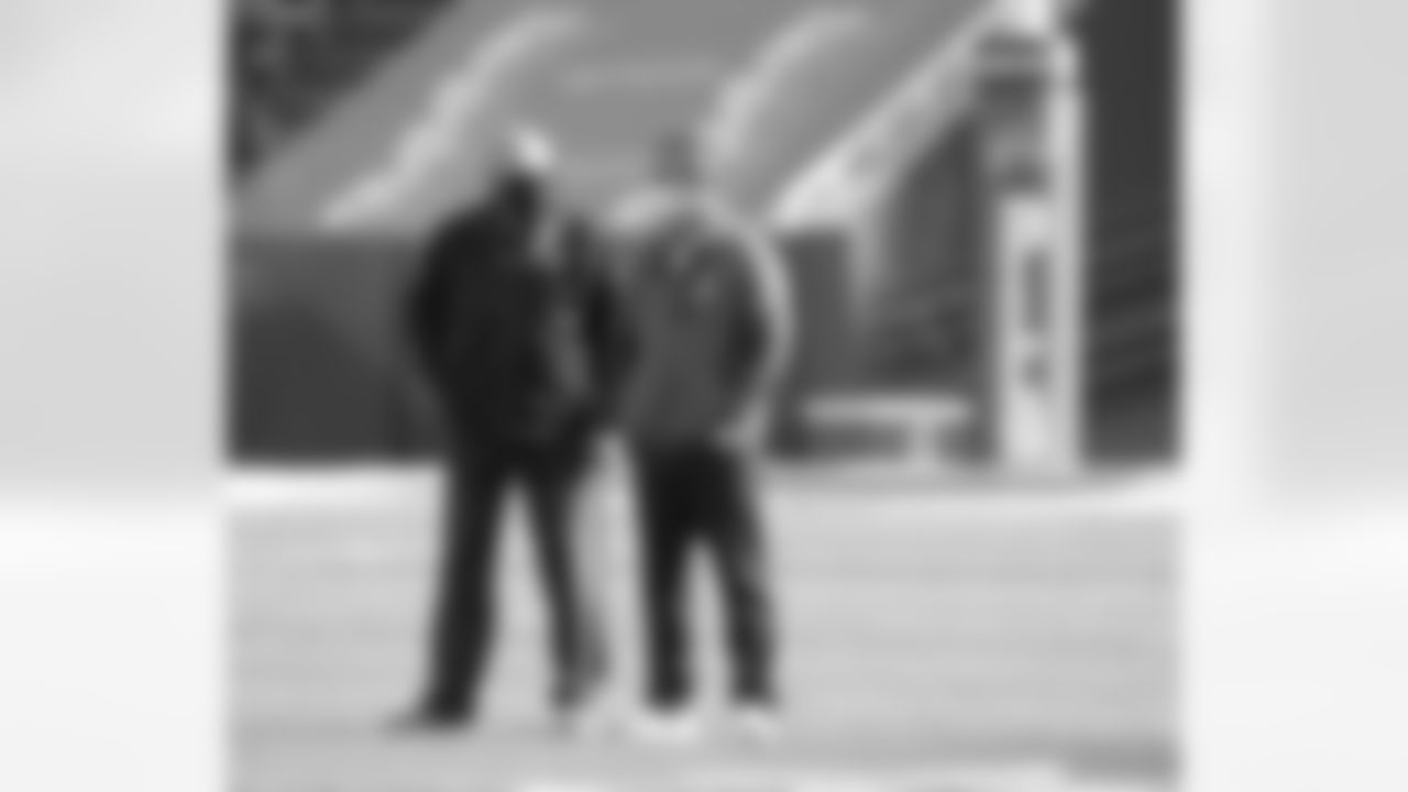 Terry Pegula and Brandon Beane. Buffalo Bills Week 14 practice at Bills Stadium, Friday December 11, 2020.
Photo by Bill Wippert