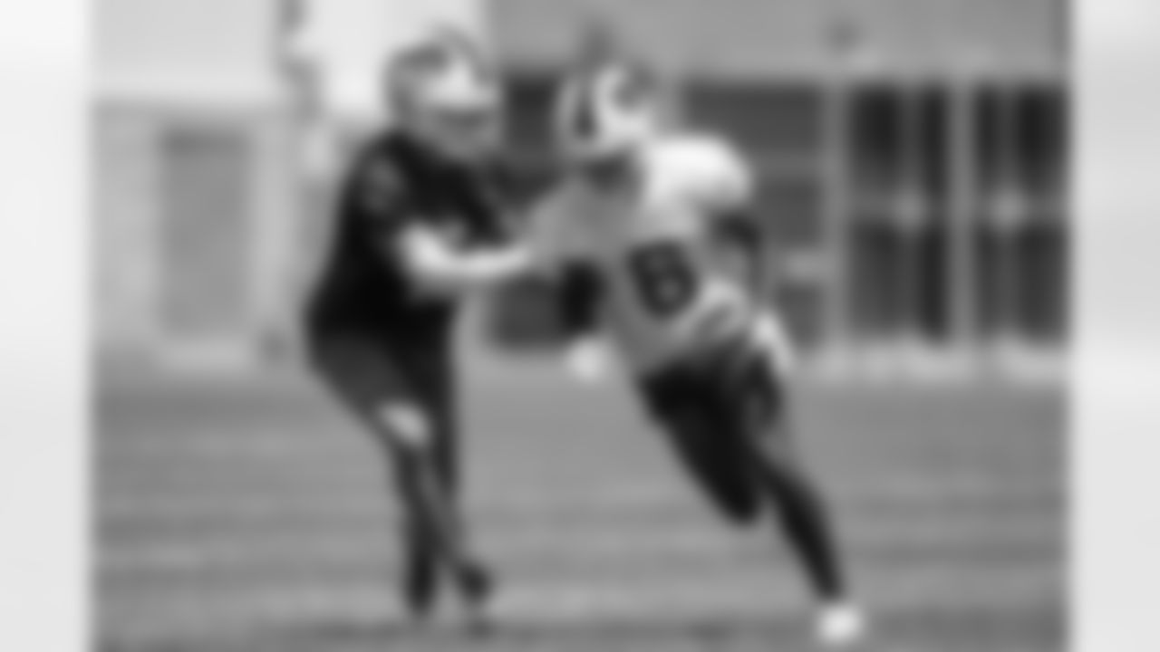 Isaiah McKenzie (6) and Taron Johnson (7) during Day One of Buffalo Bills Mandatory Minicamp, on June 14, 2022. Photo by Ben Green