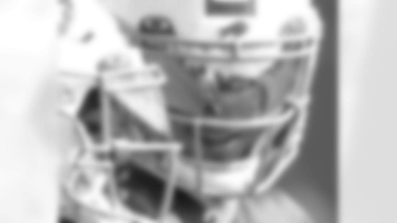 Josh Allen (17) and Stefon Diggs (14). Buffalo Bills Week 6 practice, October 16, 2020.
Photo by Bill Wippert