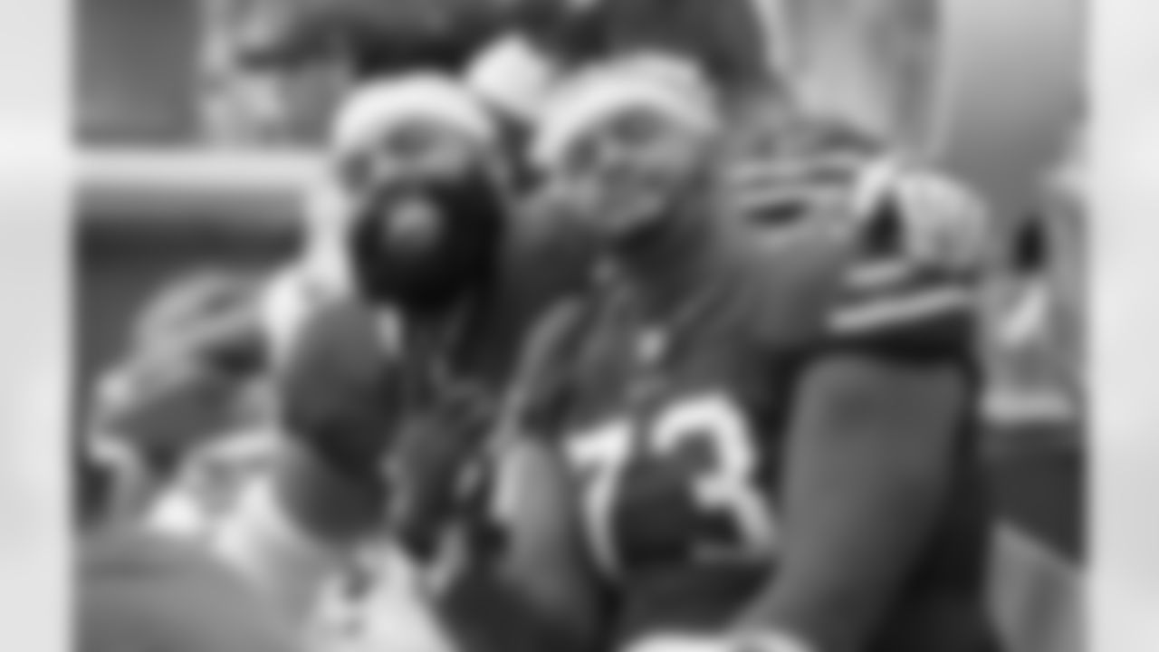 Dion Dawkins (73) and Cody Ford (74). Buffalo Bills vs Miami Dolphins at Hard Rock Stadium, September 19, 2021. Photo by Bill Wippert