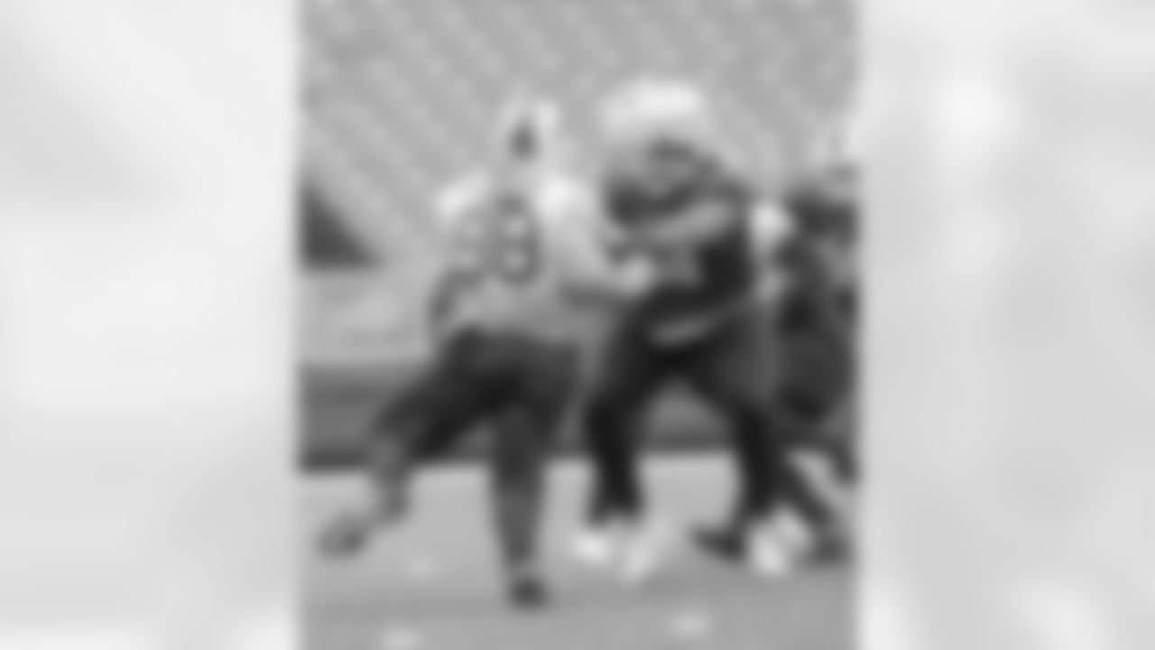 Star Lotulelei (98), Cody Ford (74). Buffalo Bills Week 17 practice, December 30, 2021. Photo by Bill Wippert