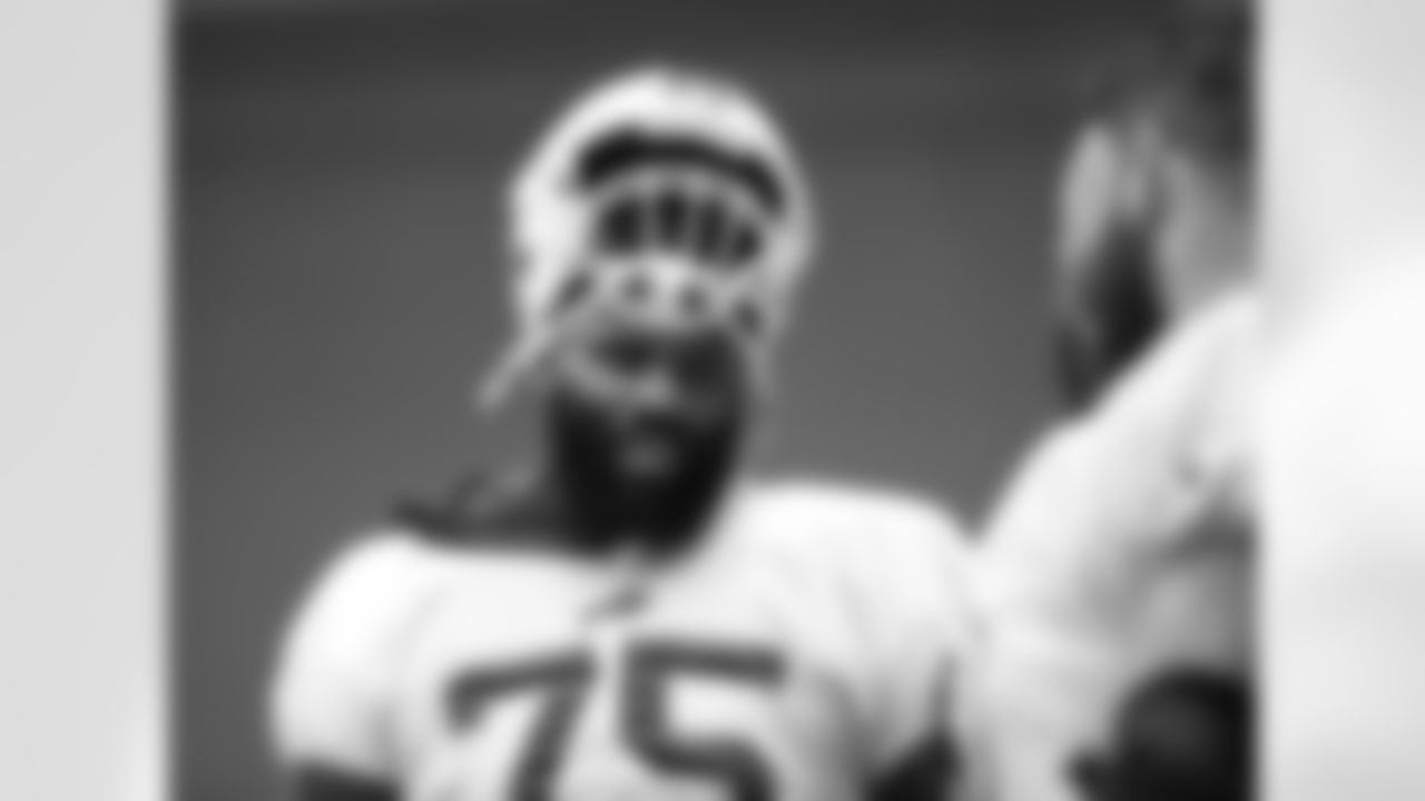 Daryl Williams (75). Buffalo Bills Divisional Playoff Week practice, January 19, 2022. Photo by Bill Wippert