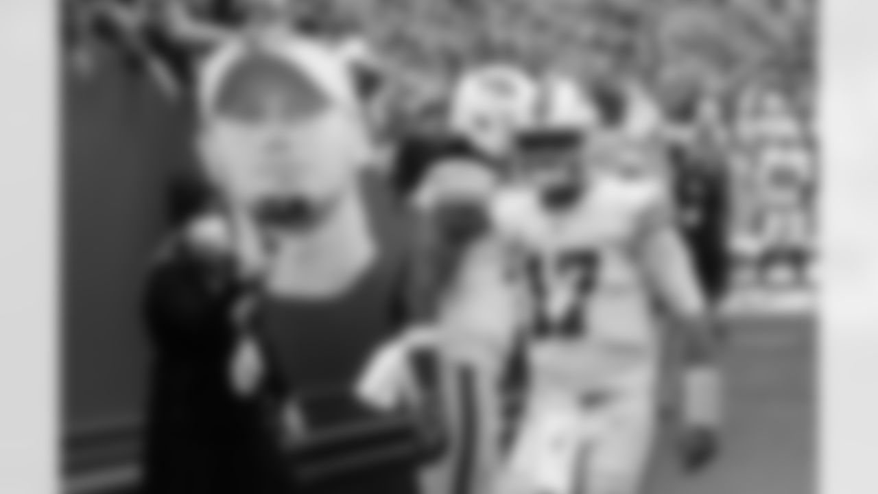 Josh Allen (17) Buffalo Bills vs Miami Dolphins at Highmark Stadium, October 31, 2021. Photo by Bill Wippert