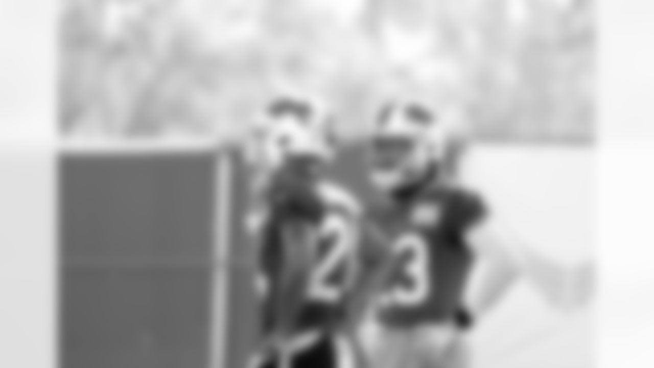 Taron Johnson (24) and Micah Hyde (23) Buffalo Bills Week 7 practice, October 23, 2020.
Photo by Sara Schmidle