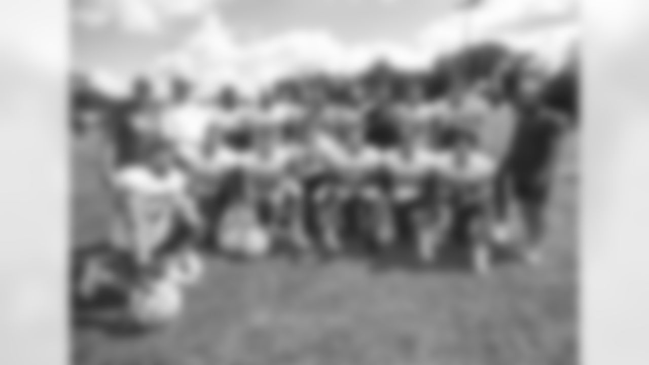 Offensive line at Day 15 of Buffalo Bills Training Camp at St. John Fisher, August 11, 2022. Photo by Bill Wippert