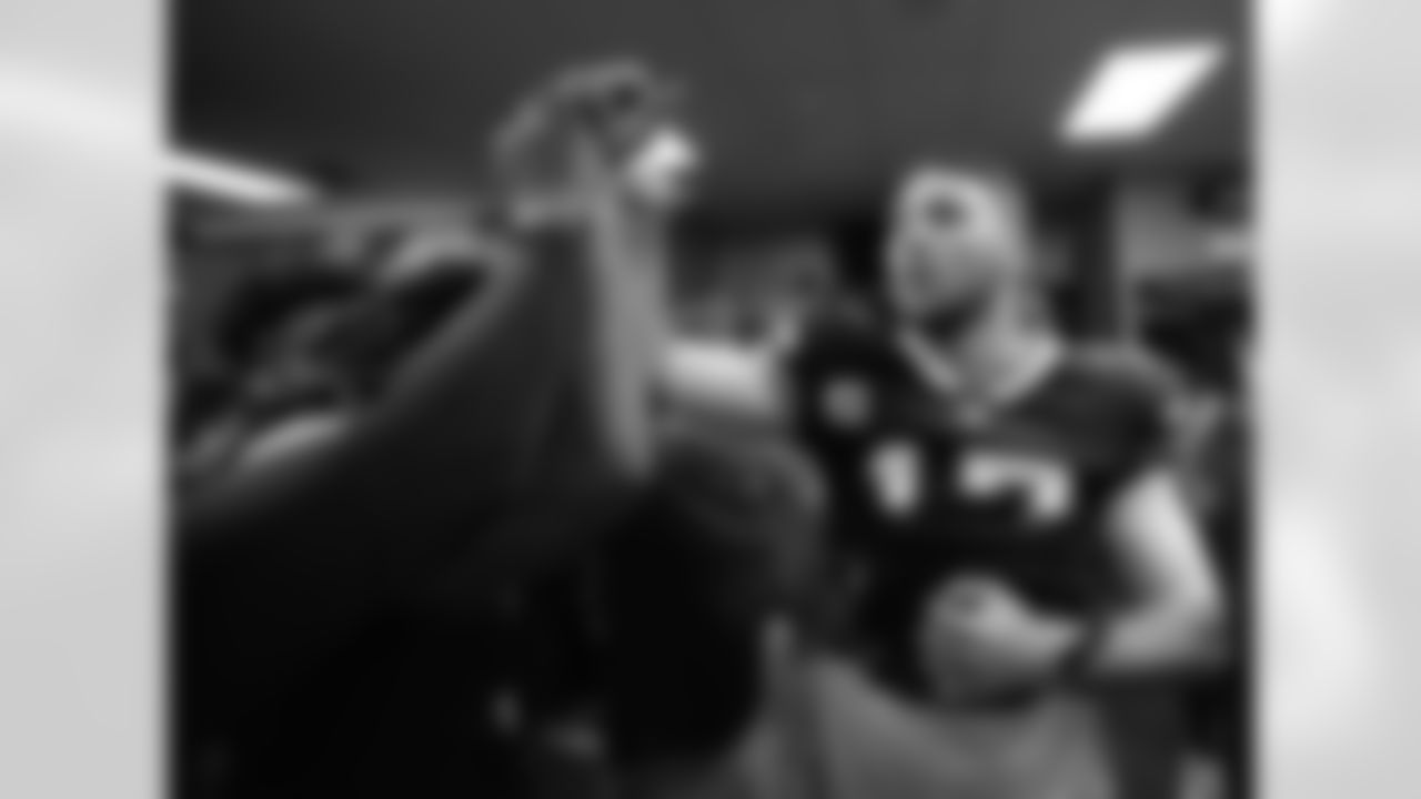 Josh Allen (17) postgame. Buffalo Bills vs Tennessee Titans, Monday Night Football, Week 2, September 19, 2022 at Highmark Stadium.