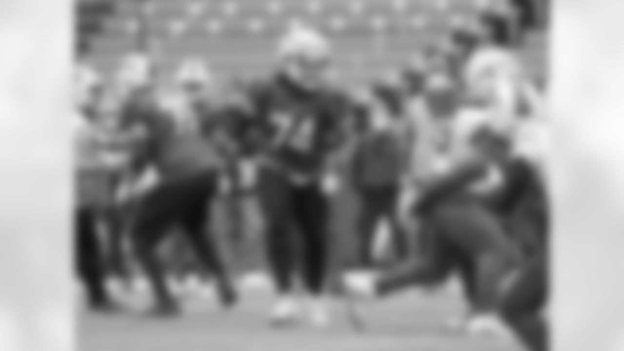 Cody Ford (74). Buffalo Bills Week 17 practice, December 30, 2021. Photo by Bill Wippert