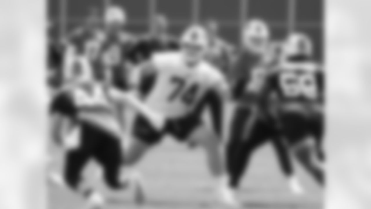 Ryan Van Demark (74). Buffalo Bills Organized Team Activity, May 30, 2023 at One Bills Drive.