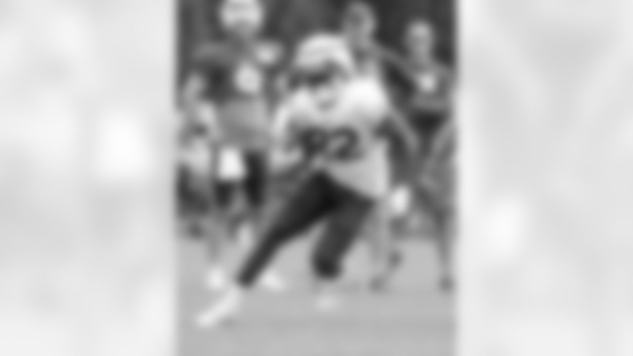 Damien Harris (22). Buffalo Bills Training Camp at St. John Fisher University, August 1, 2023.