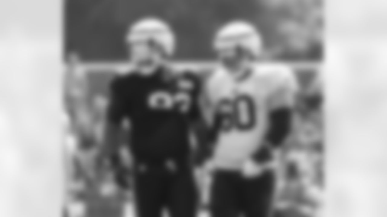 DaQuan Jones (92), Mitch Morse (60). Buffalo Bills Training Camp at St. John Fisher University, August 3, 2023.