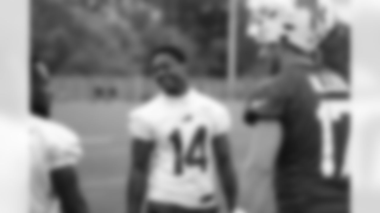 Stefon Diggs (14) and Josh Allen (17). Buffalo Bills Training Camp at One Bills Drive, August 22, 2022. Photo by Ben Green