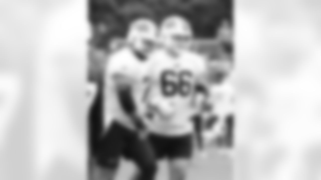 Ryan Bates (71), Connor McGovern (66). Buffalo Bills Training Camp at St. John Fisher University, August 10, 2023.