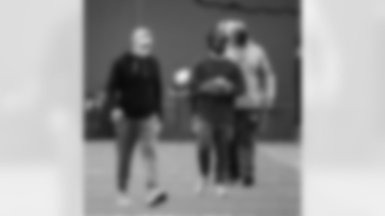 Sean McDermott, Matt Worswick. Buffalo Bills Wild Card Playoff practice - Wednesday, January 6, 2021. Photo by Bill Wippert