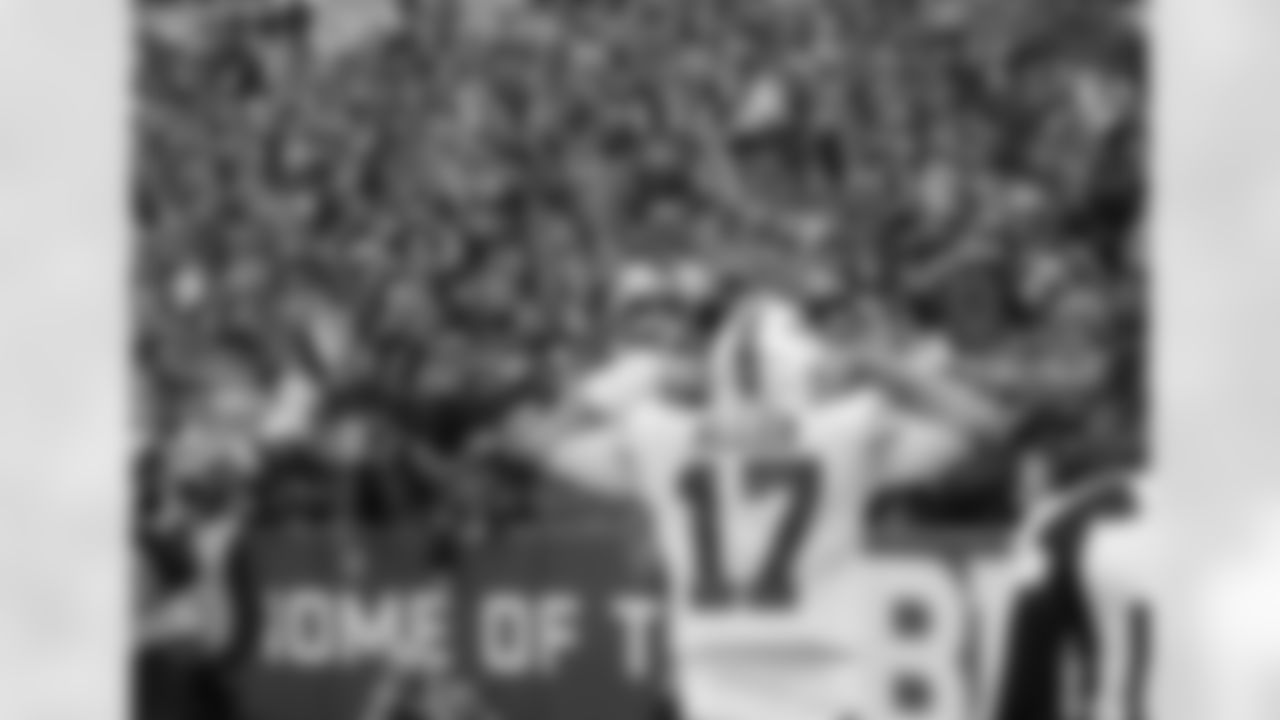 Josh Allen (17) 4th quarter touchdown Buffalo Bills vs Miami Dolphins at Highmark Stadium, October 31, 2021. Photo by Bill Wippert