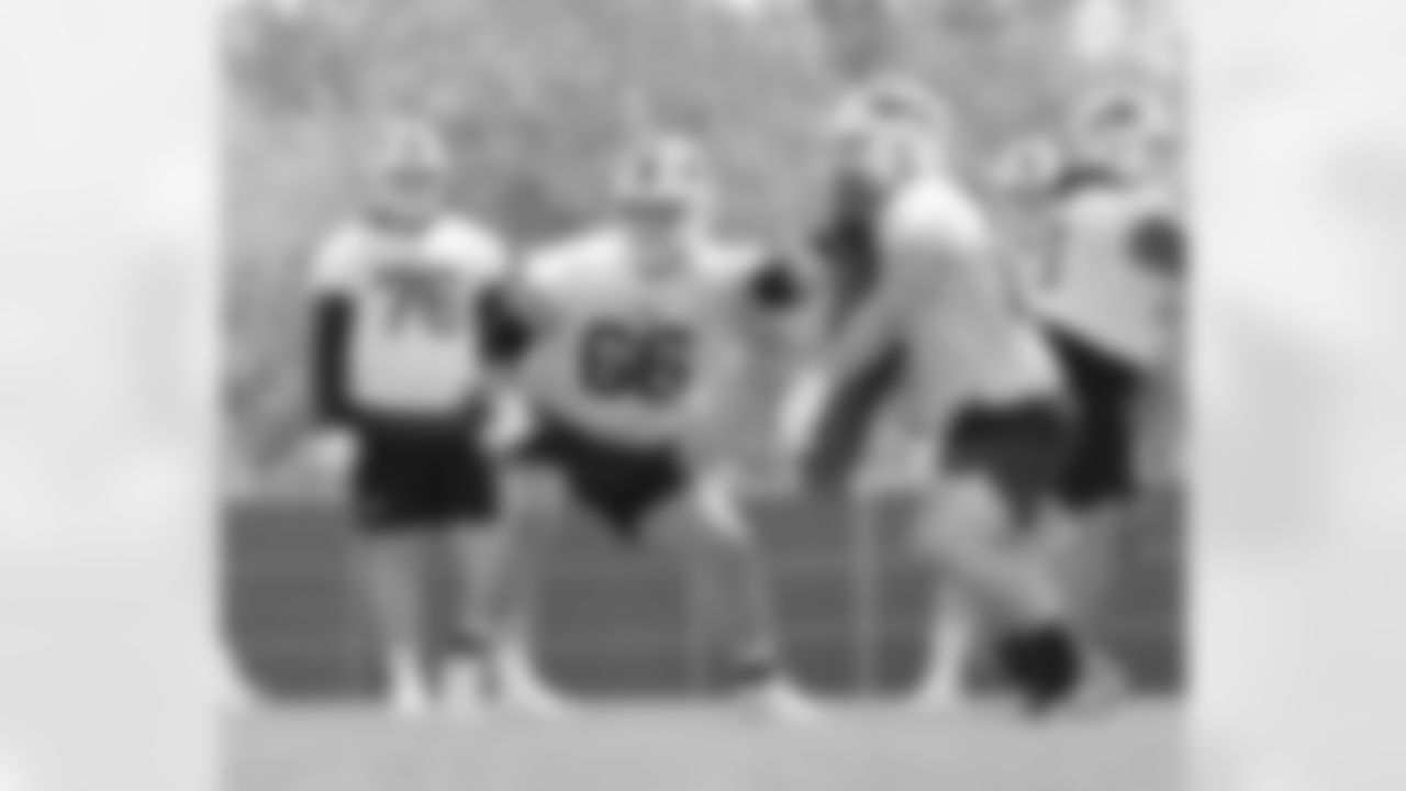 Connor McGovern (66), Kevin Jarvis (63). Buffalo Bills Organized Team Activity, May 30, 2023 at One Bills Drive.