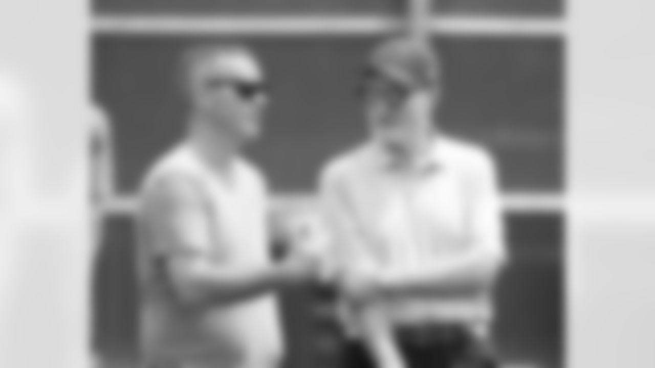 Brandon Beane, Jack Armstrong. Buffalo Bills Organized Team Activity, May 23, 2023 at One Bills Drive.