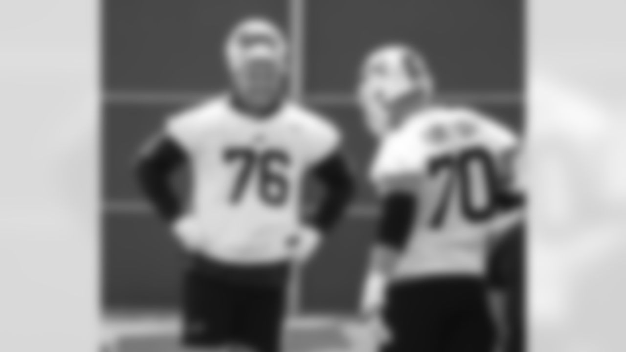 David Edwards (76). Buffalo Bills Organized Team Activity, May 30, 2023 at One Bills Drive.