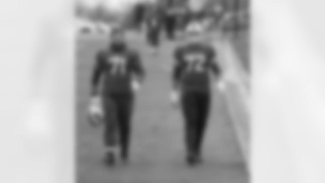 Ryan Bates (71), Tommy Doyle (72). Buffalo Bills Week 17 practice, December 30, 2021. Photo by Bill Wippert
