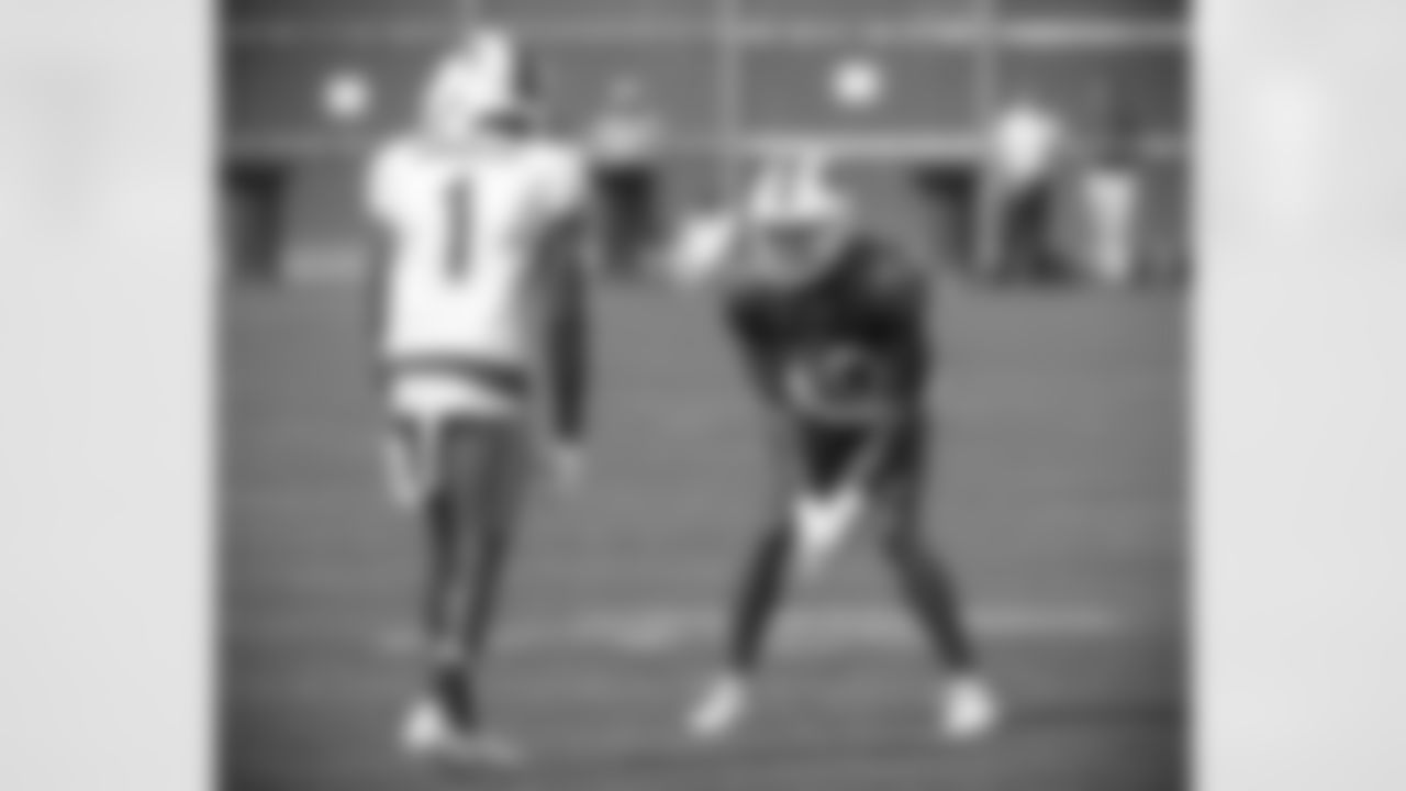 Emmanuel Sanders (1), Dane Jackson (30). Buffalo Bills Training Camp. August 9, 2021. Photo by Bill Wippert