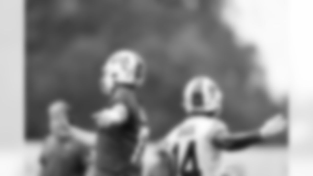 Josh Allen (17) and Stefon Diggs (14). Buffalo Bills Training Camp at One Bills Drive, August 22, 2022. Photo by Ben Green