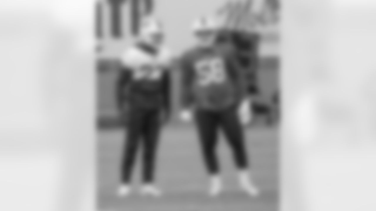 Micah Hyde (23), Matt Milano (58). Buffalo Bills Week 13 practice, December 3, 2021. Photo by Bill Wippert