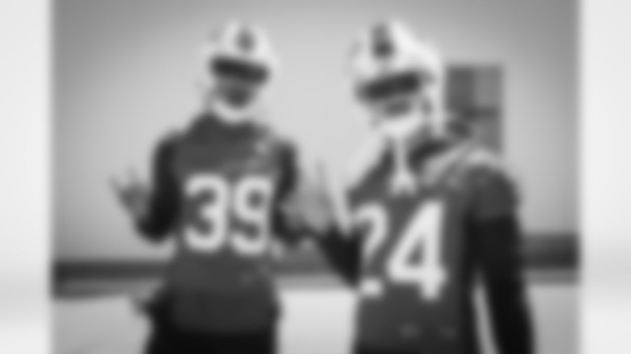 Levi Wallace (39) and Taron Johnson (24) Buffalo Bills Minicamp at Highmark Stadium, June 16, 2021. Photo by Sara Schmidle