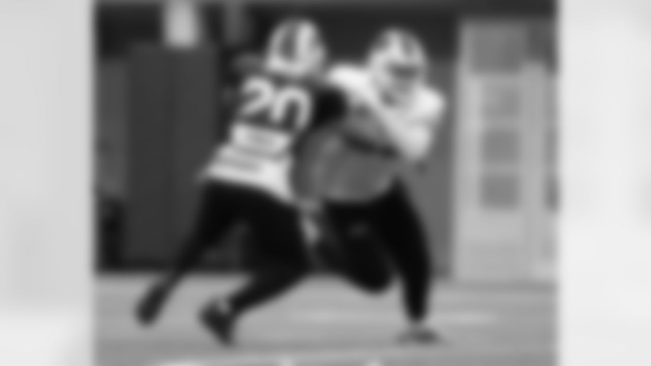 Nyheim Hines (20), Terrel Bernard (43). Buffalo Bills Week 11 practice, November 16, 2022 at One Bills Drive.