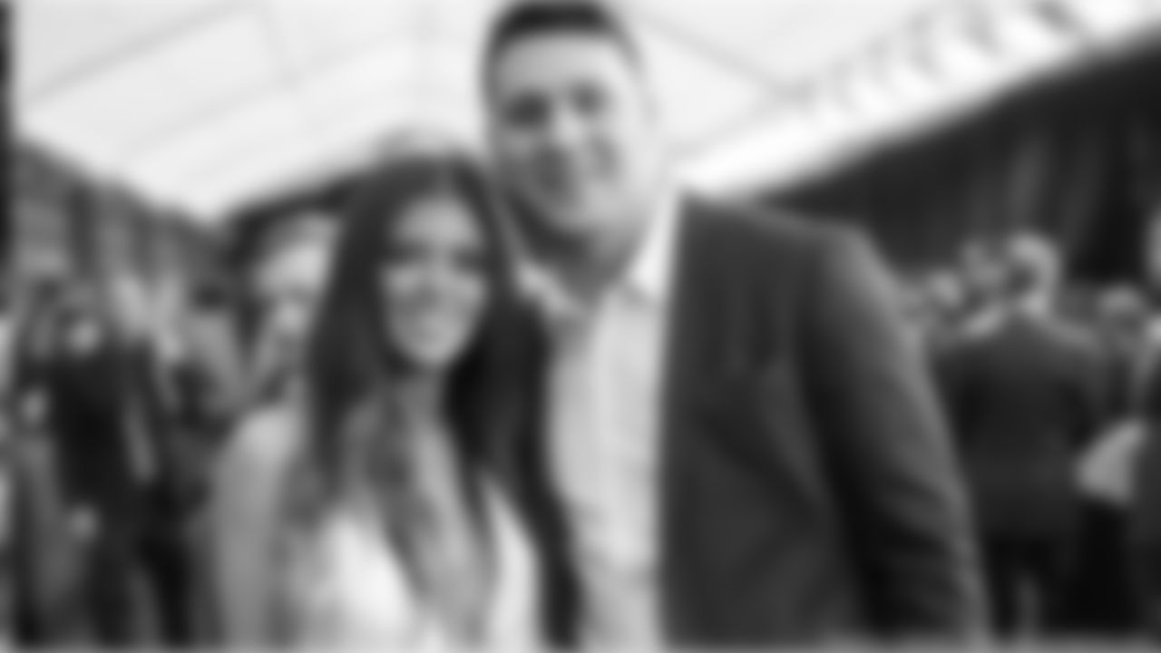 Bills quarterback Josh Allen (right) poses for a photo on the red carpet with his girlfriend Brittany Williams (left) at NFL Honors in Miami. Catch NFL Honors on Saturday, Feb. 1, at 8 p.m. ET on FOX.