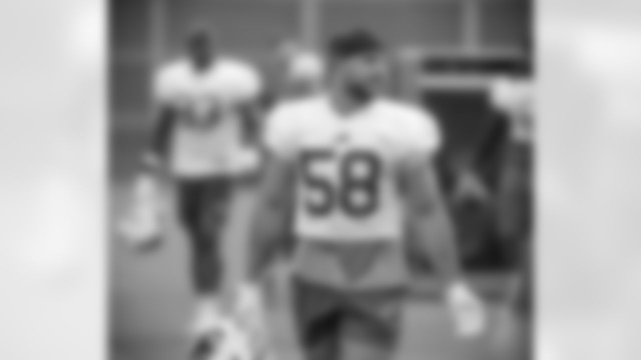 Matt Milano (58). Buffalo Bills Week 2 practice, September 16, 2021. Photo by Bill Wippert