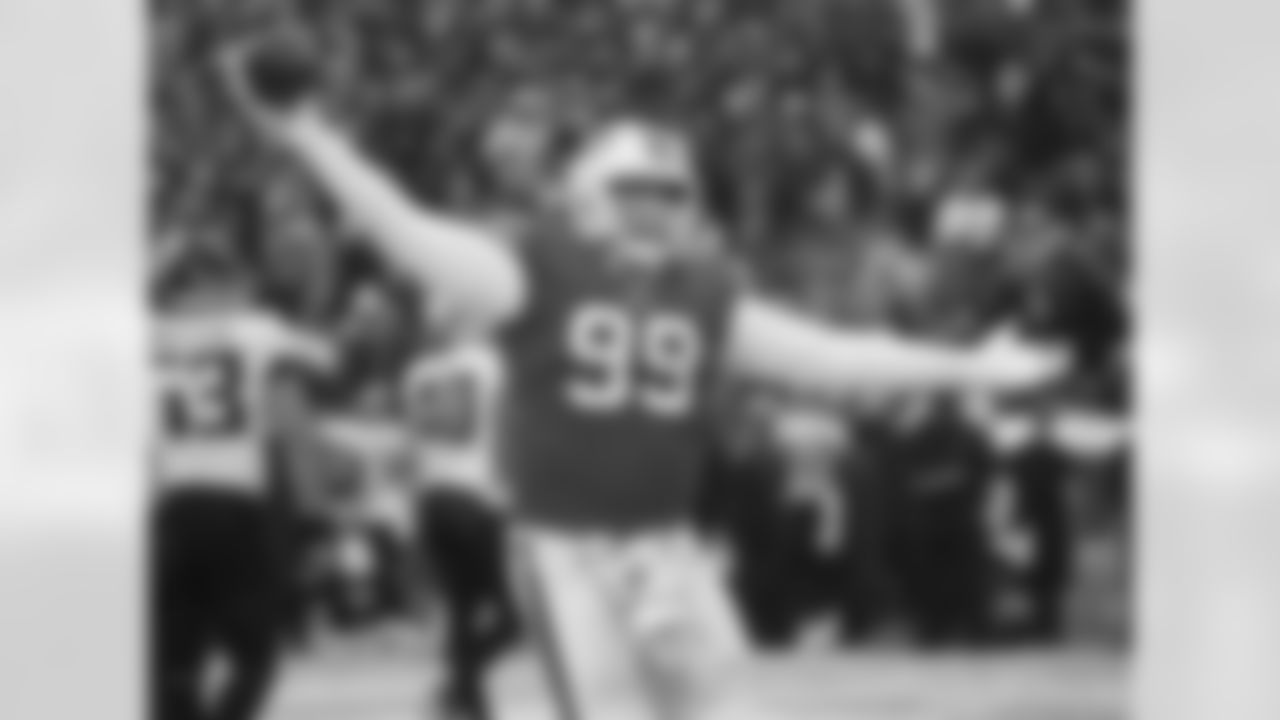 Harrison Phillips (99) fumble recovery Buffalo Bills vs Atlanta Falcons at Highmark Stadium, January 2, 2022. Photo by Bill Wippert