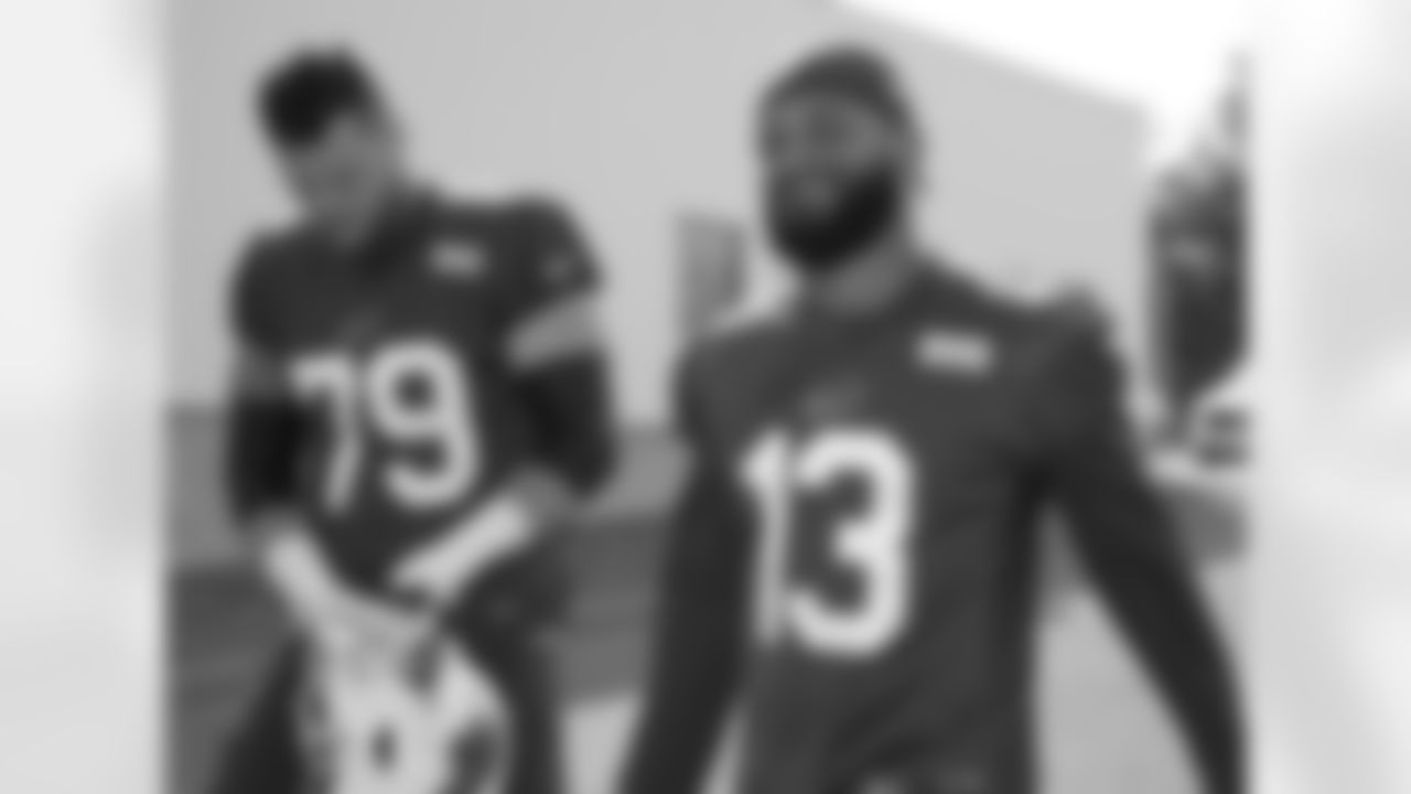 Spencer Brown (79) Gabe Davis (13). Buffalo Bills Week 2 practice, September 17, 2022 at Highmark Stadium.
